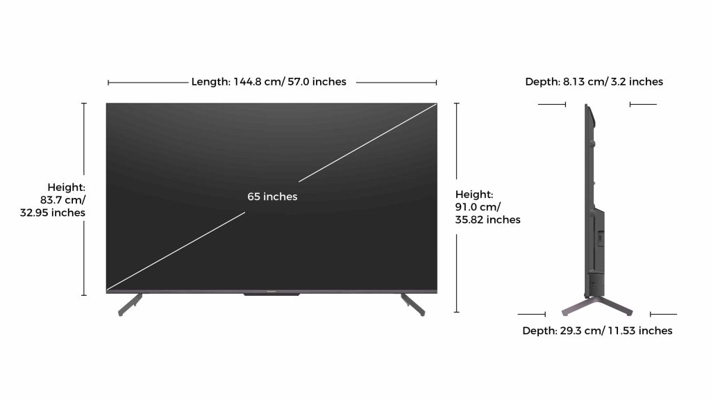 65 inch tv dimensions